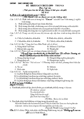 Đề khảo sát chất lượng tháng 4 môn Ngữ Văn